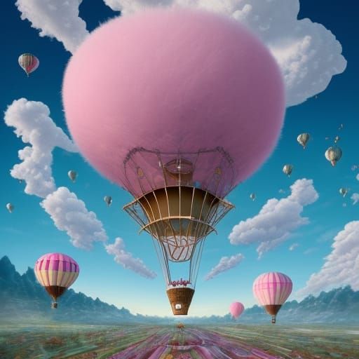 Hot Air Balloon Race in Rose Quartz Cloudscape