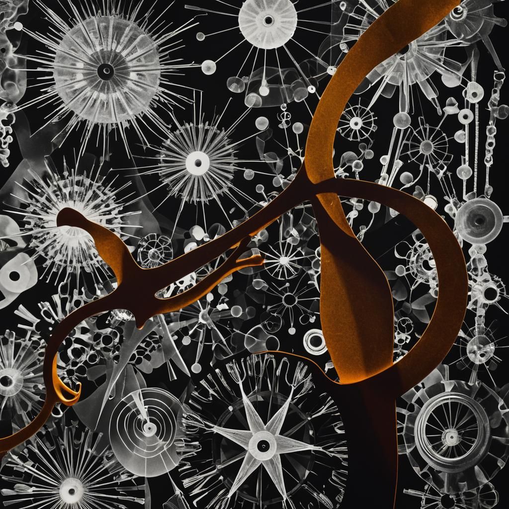 Abstract Rayograph Photogram in Solarized Tones