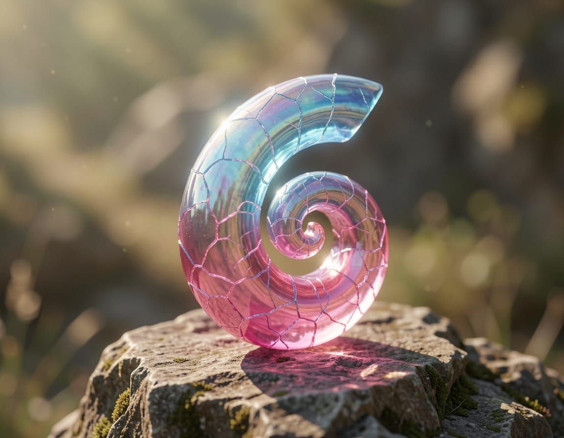 Iridescent Cracked Glass Object in Dreamlike Fantasy Setting