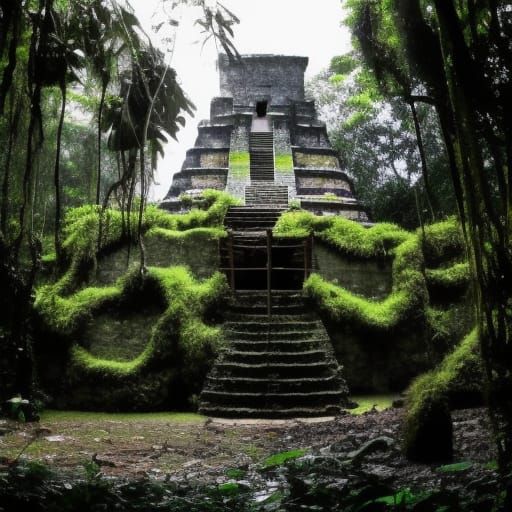 Mayan Temple Reclaimed by Jungle Vines