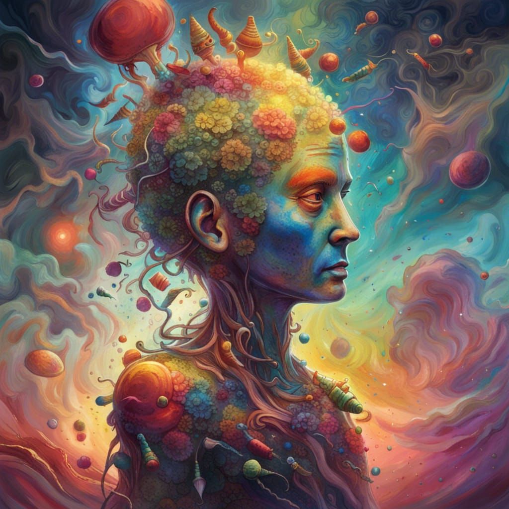 Surreal Dreams: Scientist's Cosmic Laboratory in Melting Oil