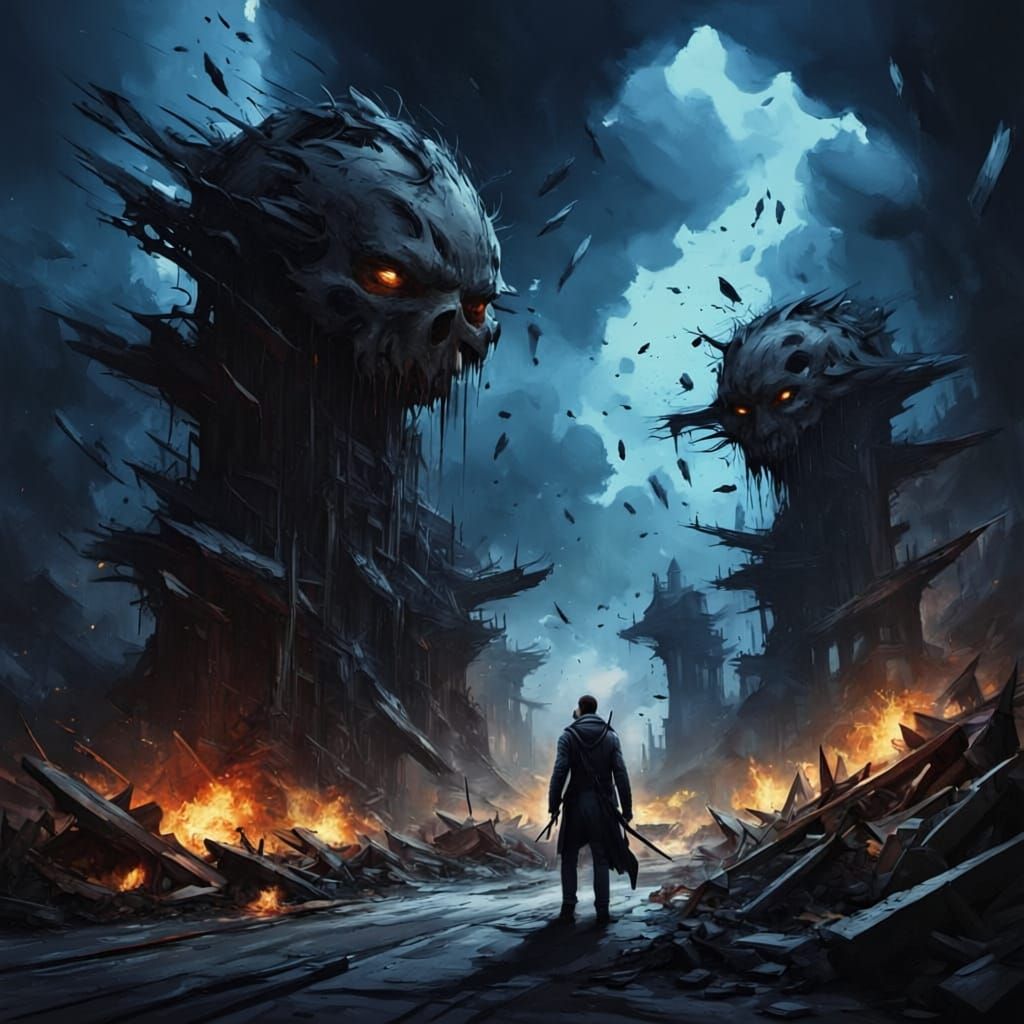 Speedster in Knife Tornado - Abstract Mixed-Media Art