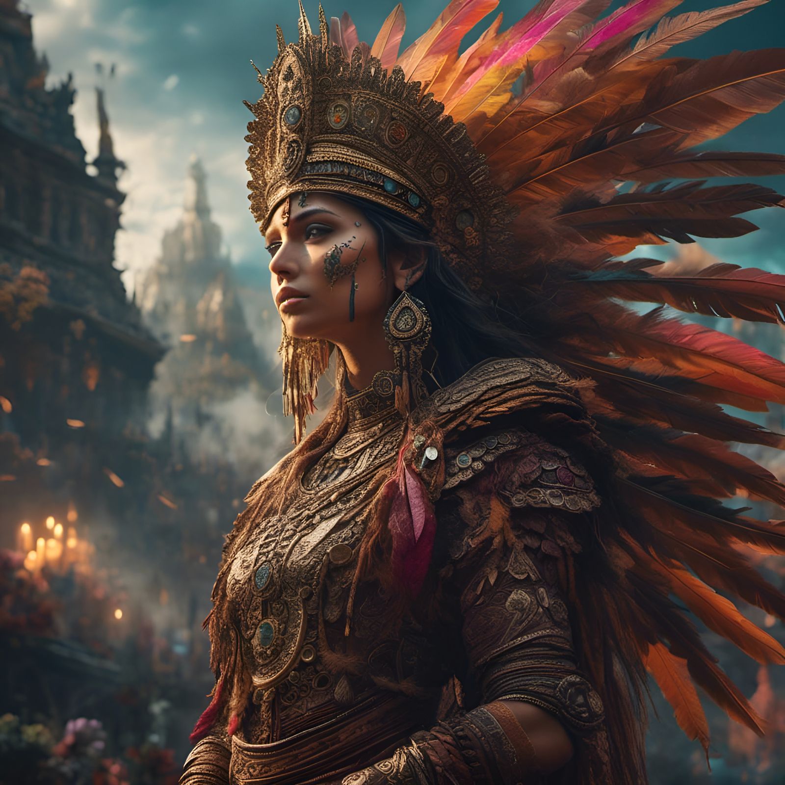 Epic Indian Warrior Princess in Digital Matte Painting