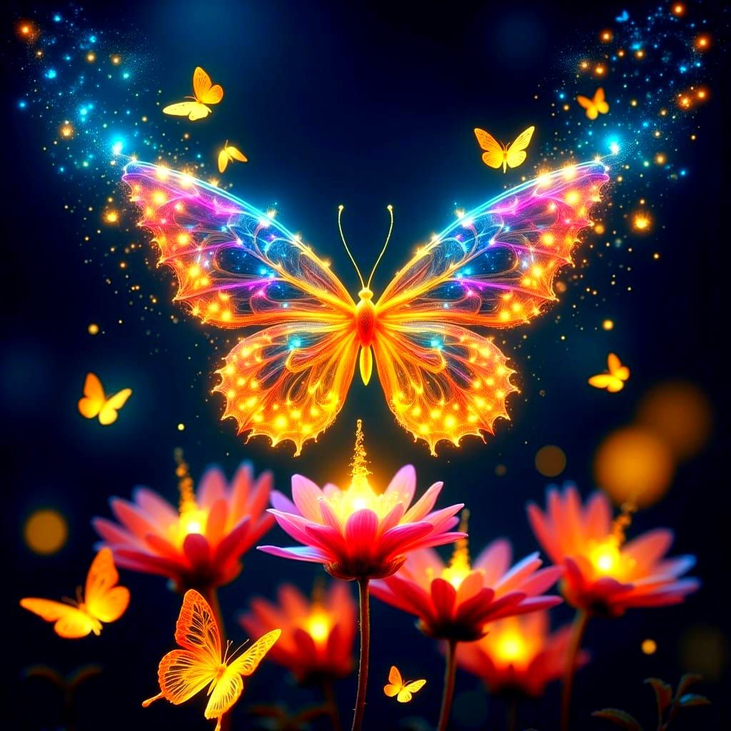 Butterfly in Celestial Garden, Ethereal Wings