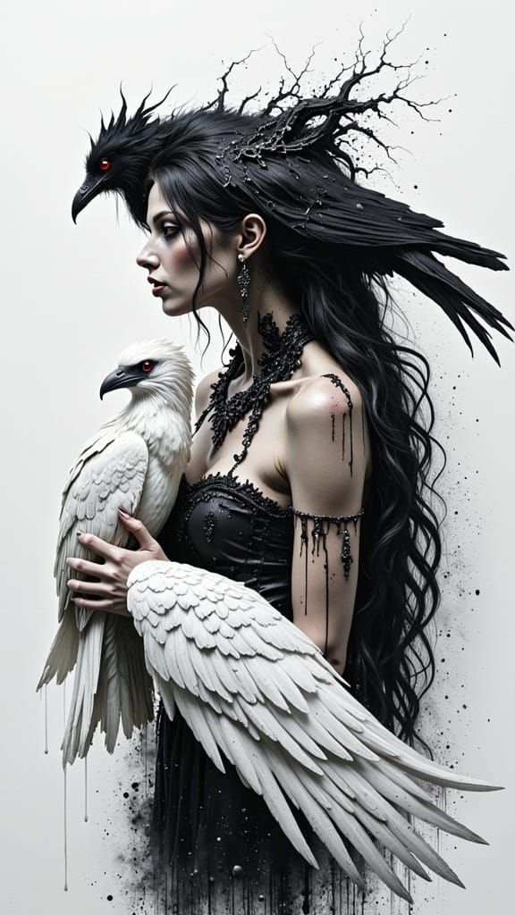 Goddess with Ravens: Fantasy Concept Art
