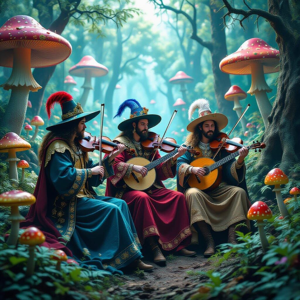 Medieval Musicians Jam in a Psychedelic Forest