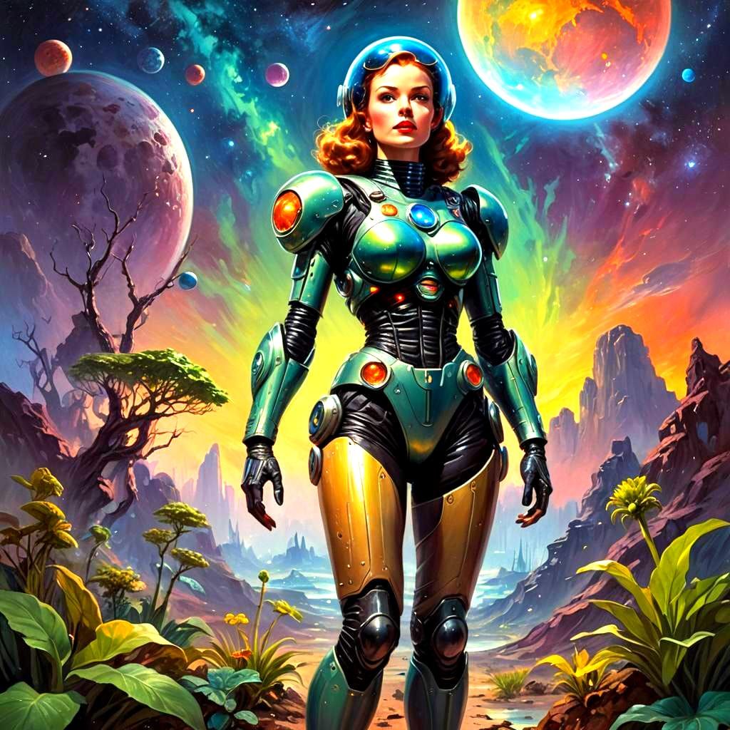 Retro Sci-Fi Cover: Woman on Alien World
