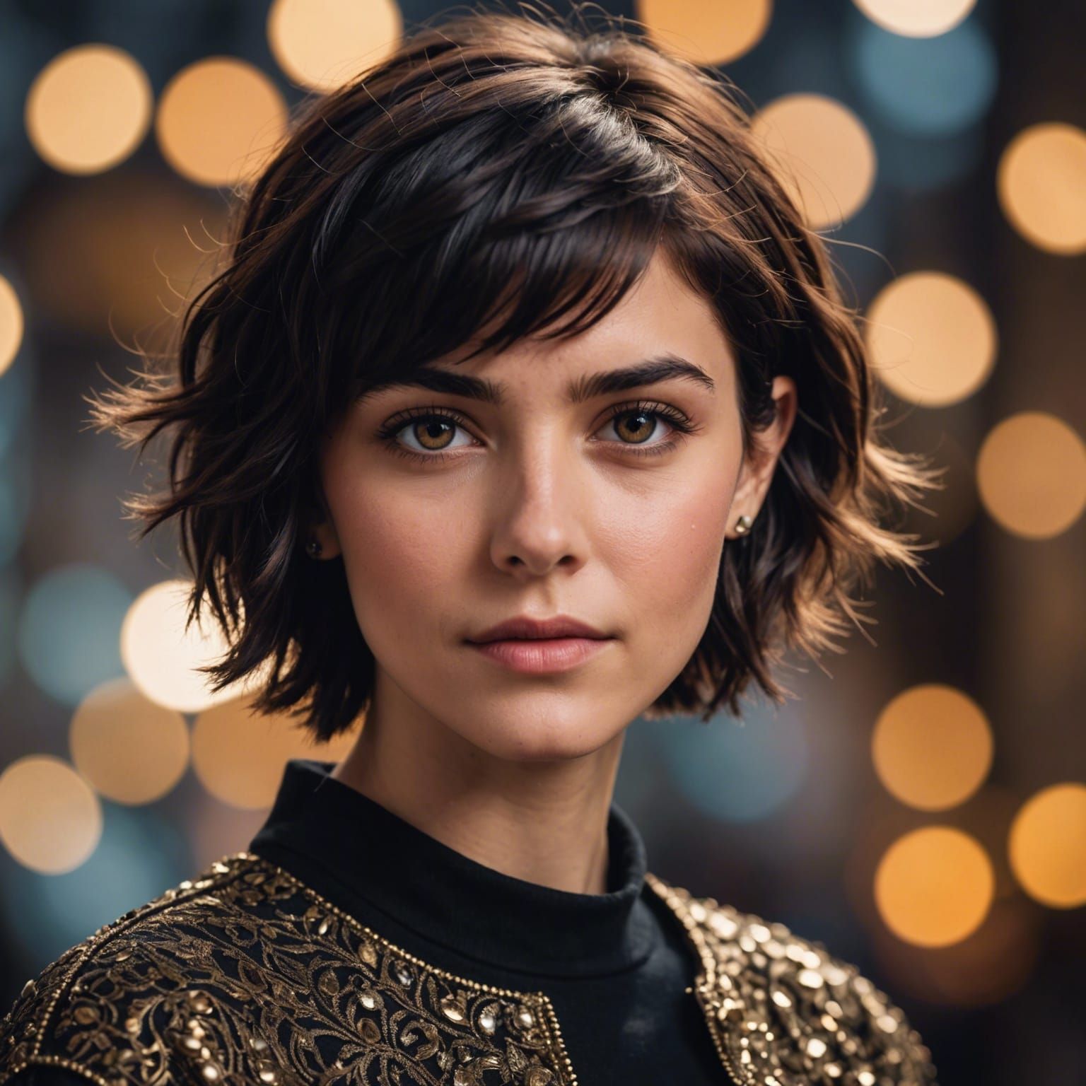 Stunning Tomboy with Pixie Cut in 90s Style