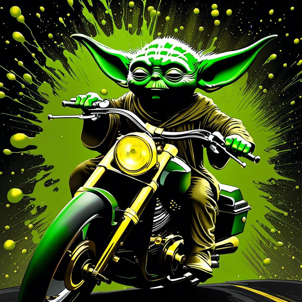 Yoda Rides Triumph Through Paint Splash