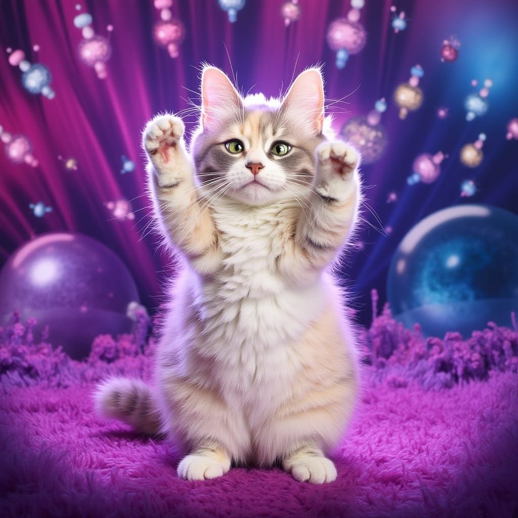 Whimsical Feline Disco Dancer