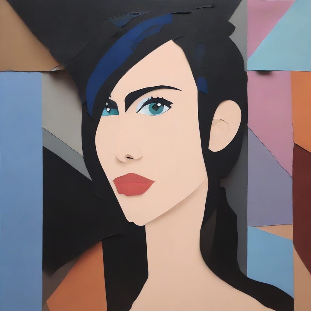 Woman Portrait Made of Construction Paper