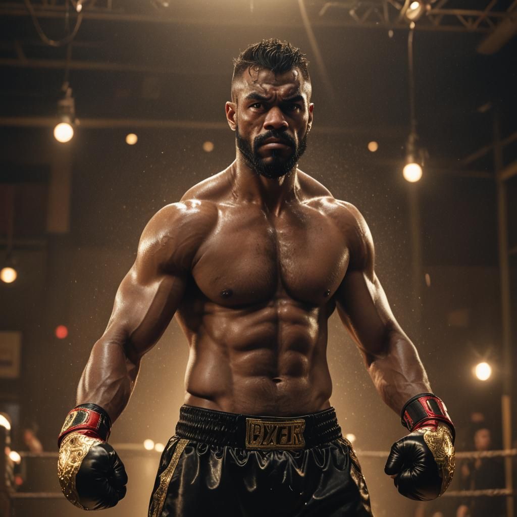 Cinematic Boxer with Mohawk in Golden Light