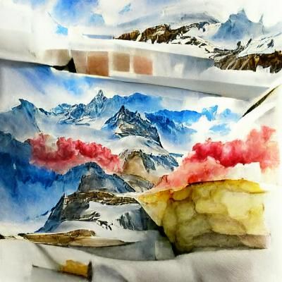 Watercolor Painting of the Swiss Alps