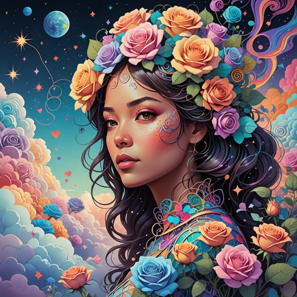 Woman with a rose flower crown