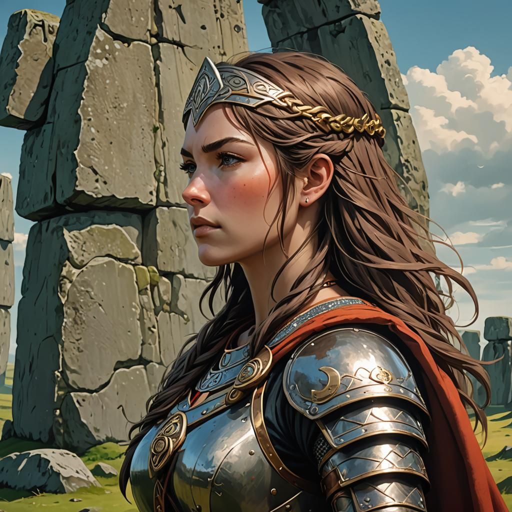 Celtic Female Warrior in Anime Style