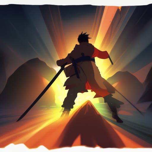 Samurai Dodging Knives in Dark, Anime Key Visual