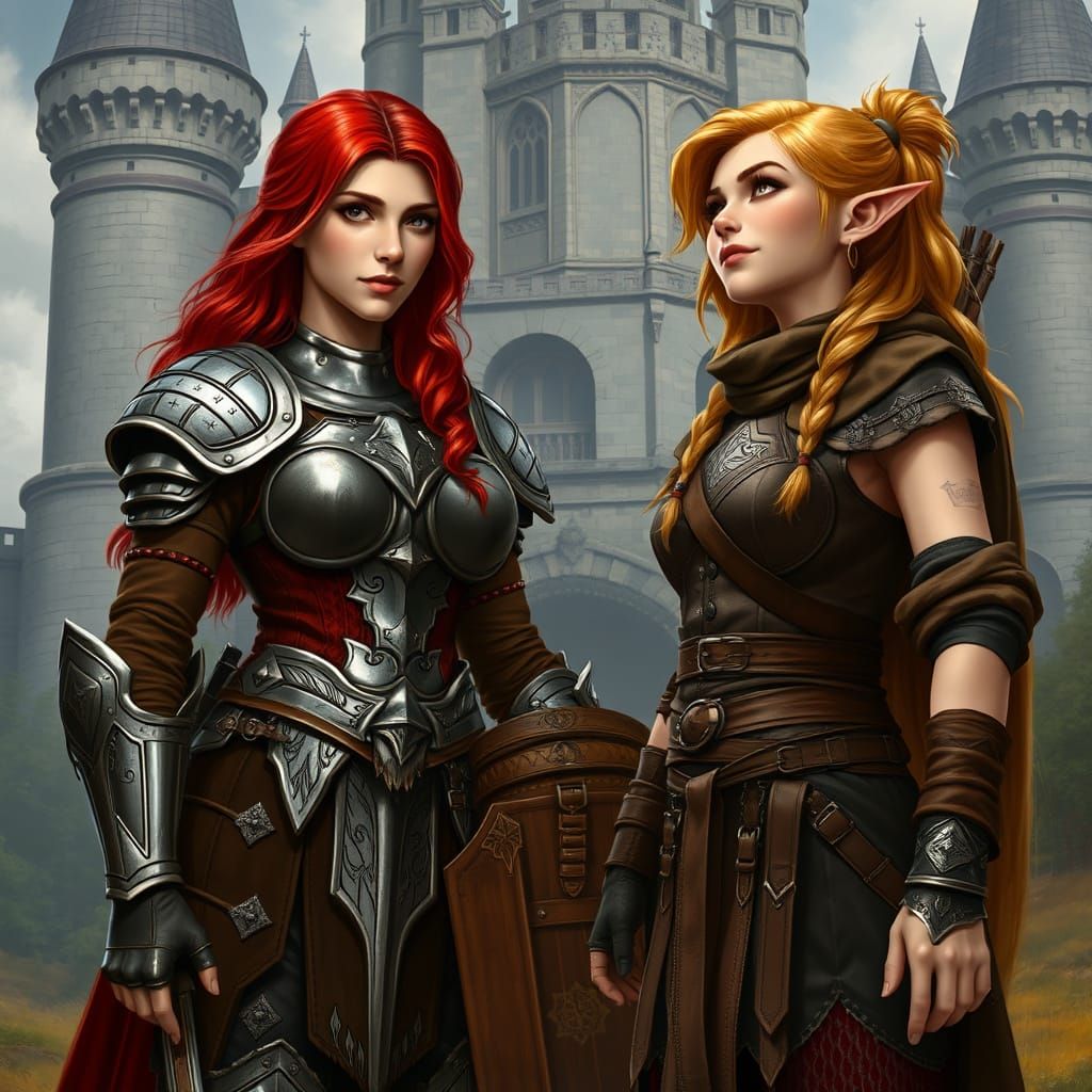 Fantasy Warriors Guarding Castle in Photorealistic Style