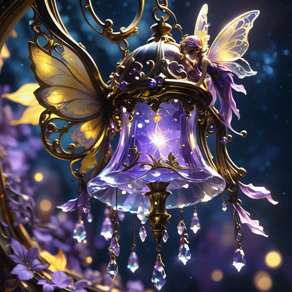 Crystal Fairy Bell in Moonlit Dark Fantasy Style