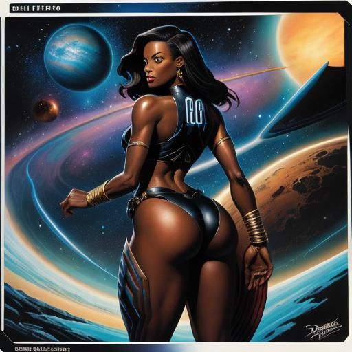 Model on Alien Planet in Comic Book Style