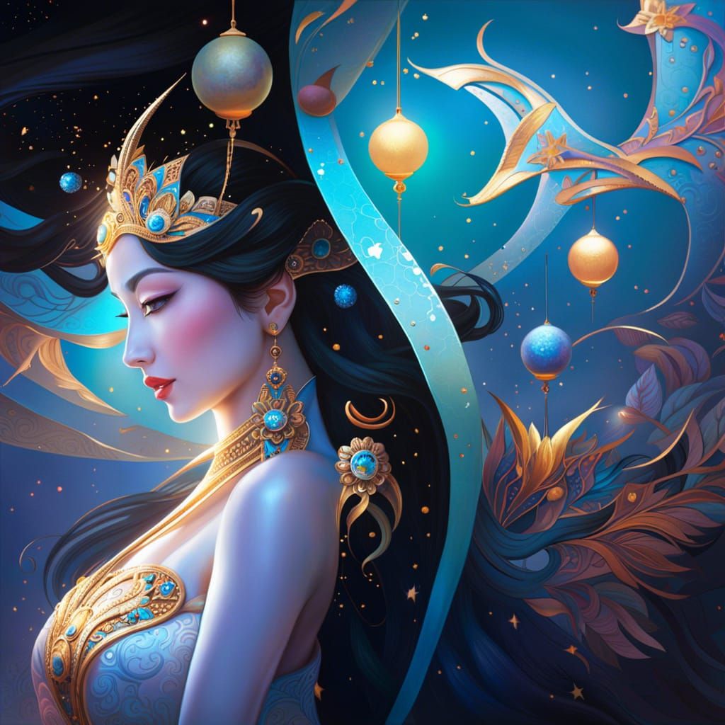 Oriental Goddess of Day and Night in the Universe