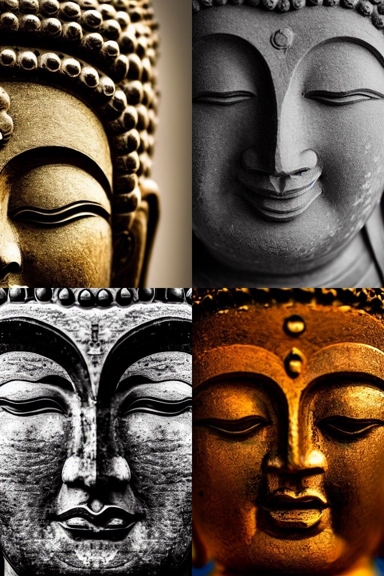 Dramatic Close Up Portrait of Buddha