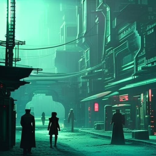 Cyberpunk Medieval Town at Night: Neon Streets