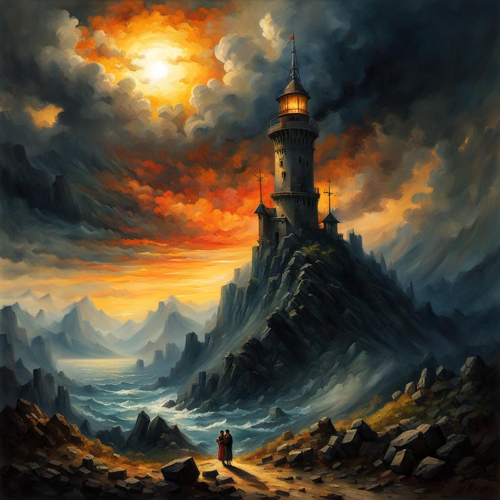 Towering Fear: A Dark Romantic Illustration