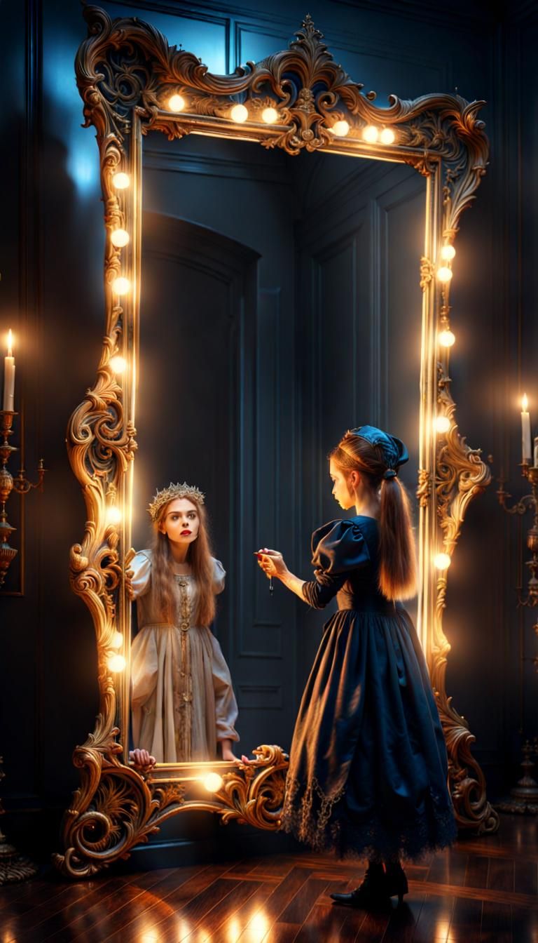 Witch and Magic Mirror Reflection in Hyper Detail