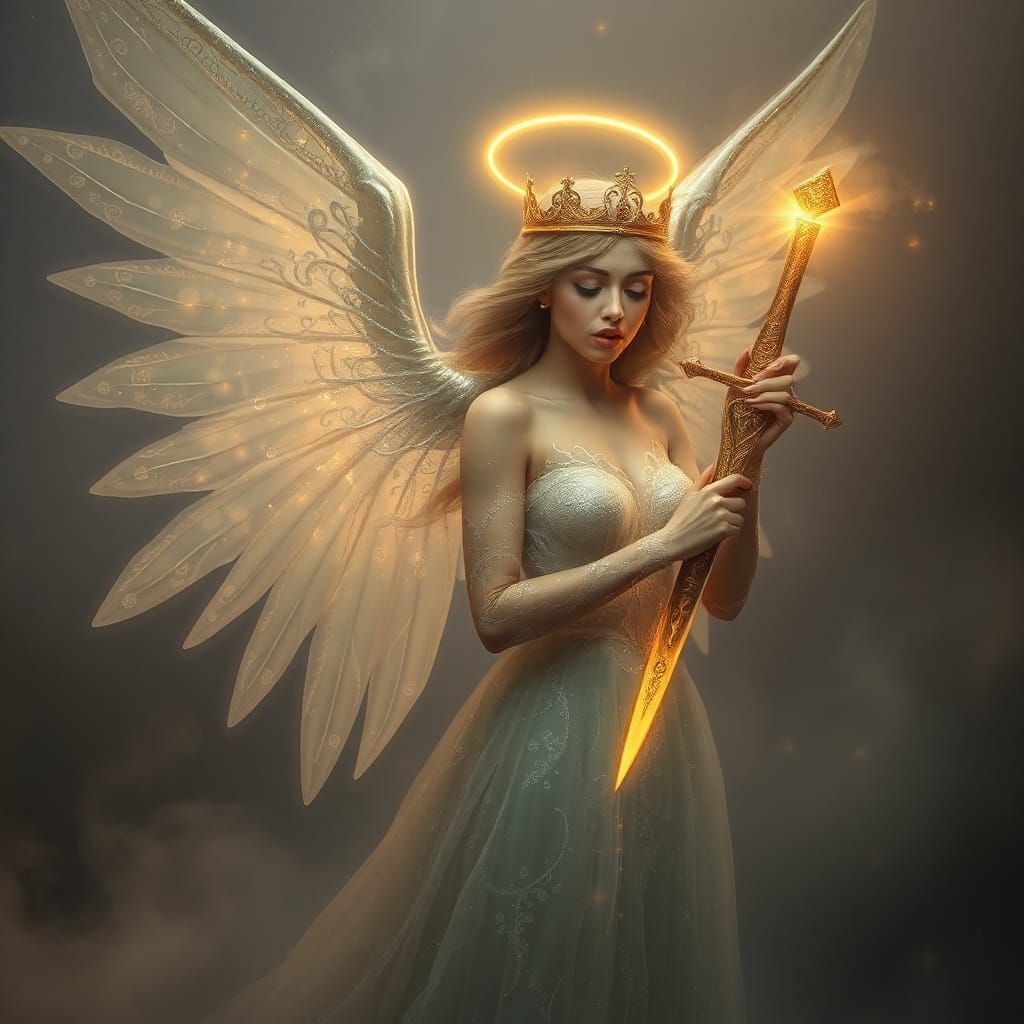 Ethereal Angel Betrayal in Surreal Twilight Realm