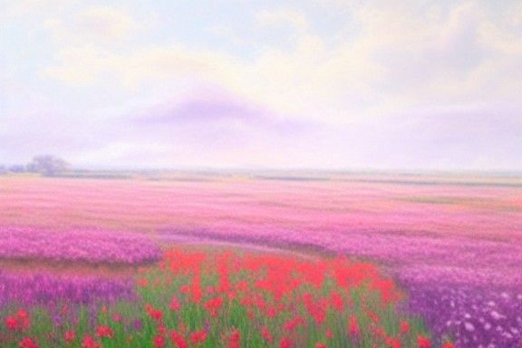 Flower Field Oil Painting in Acrylic Style