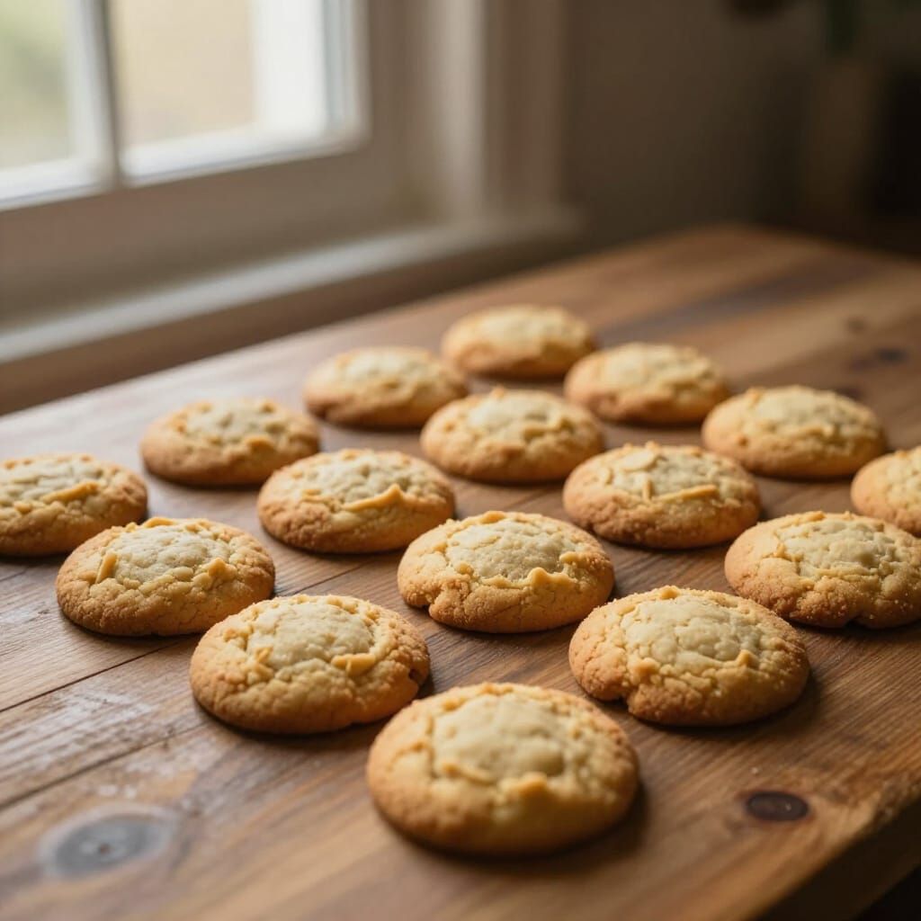 Golden Homemade Cookies on Rustic Table