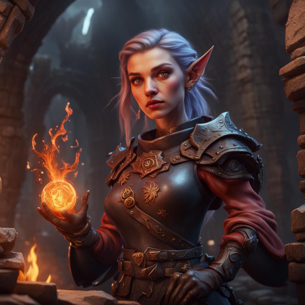 Female Autognome Character in Detailed Matte Painting