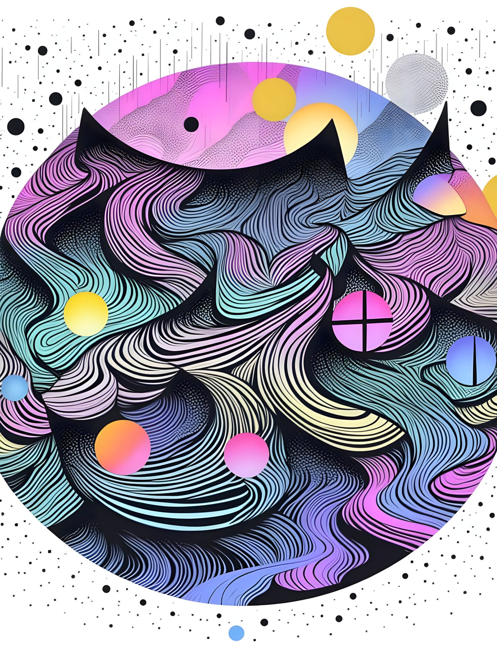 Abstract Time Flow with Occult Glyphs and Geometric Shapes