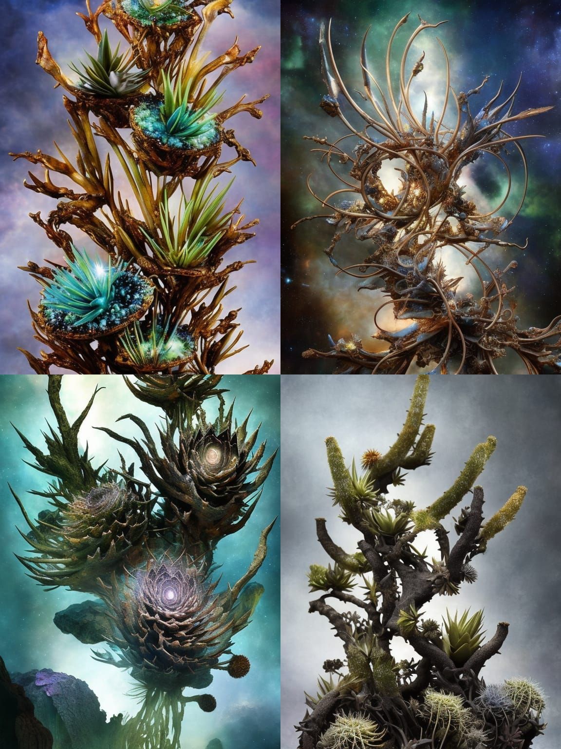 Gemstone Agave in Desert, Fantasycore Digital Art