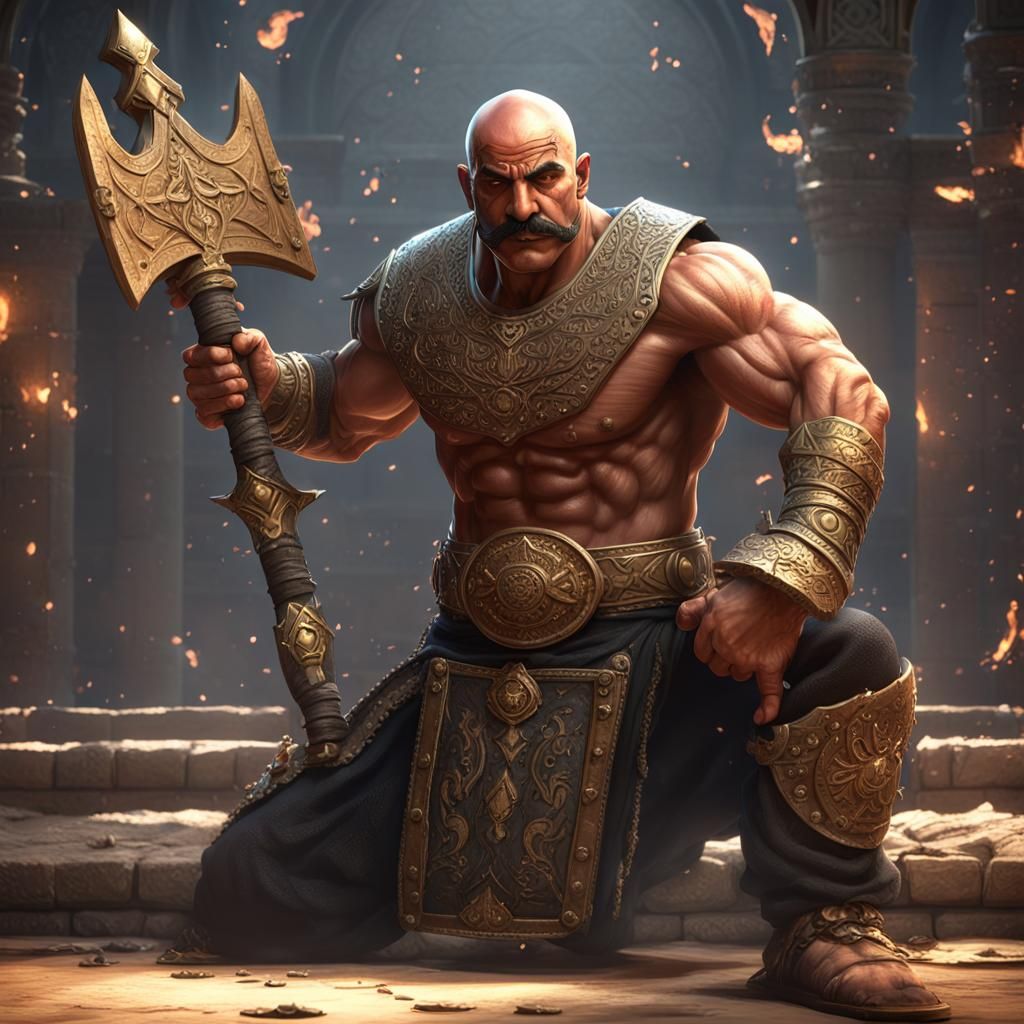 Fantasy Barbarian Cleric Concept Art in 8K