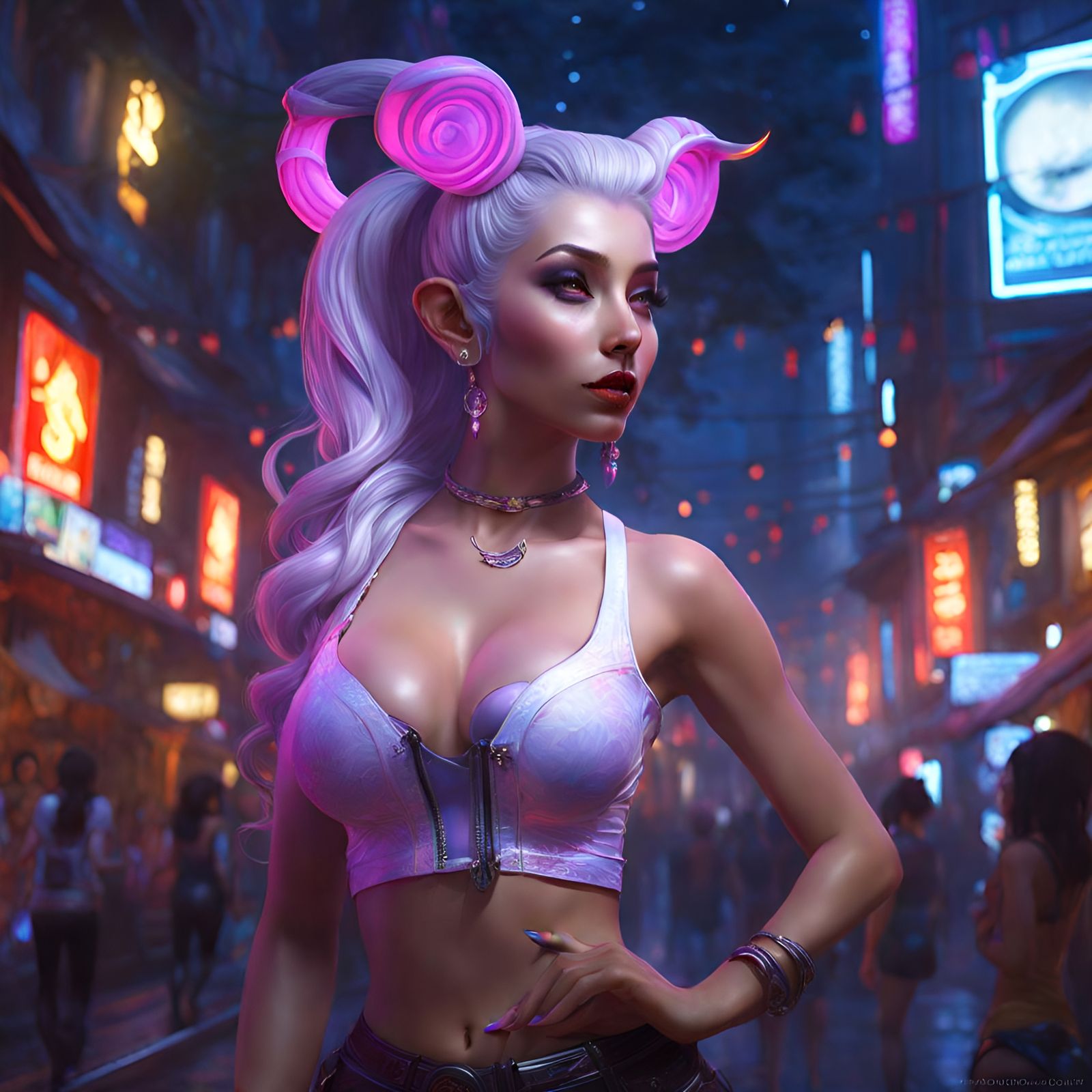 Draenei Under the Moon in Detailed Digital Art