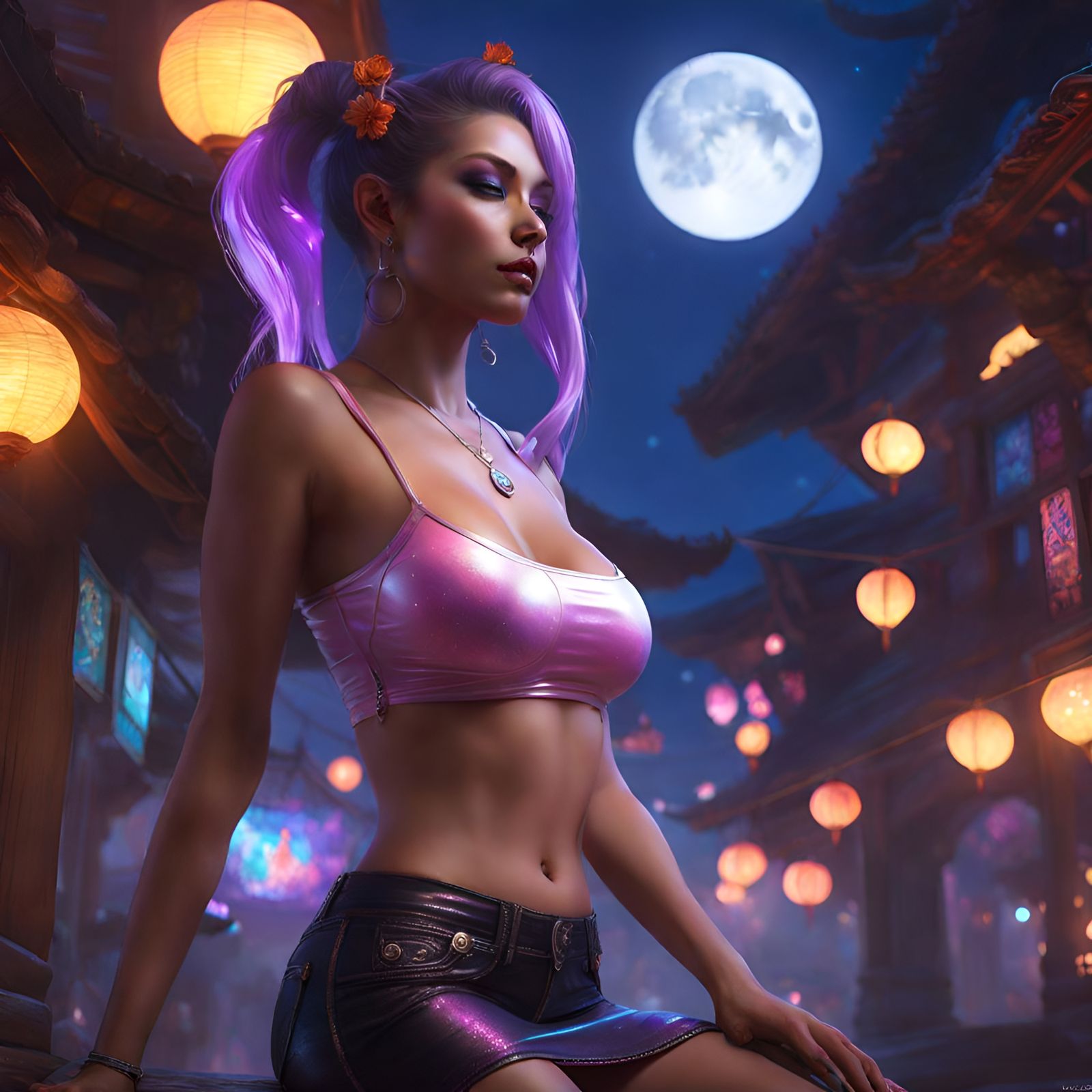Draenei Under the Moon: Hyperdetailed Fantasy Art
