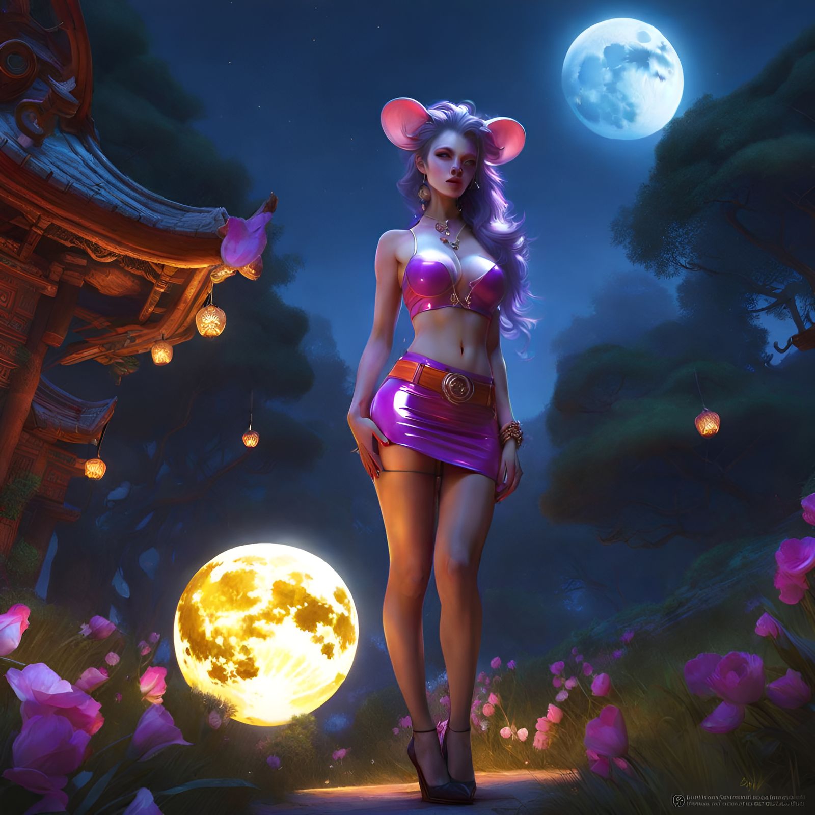 Draenei Under the Moon: Hyperdetailed Digital Art