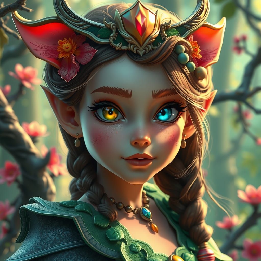 Hyperrealistic Portrait of Forest Princess Mavka