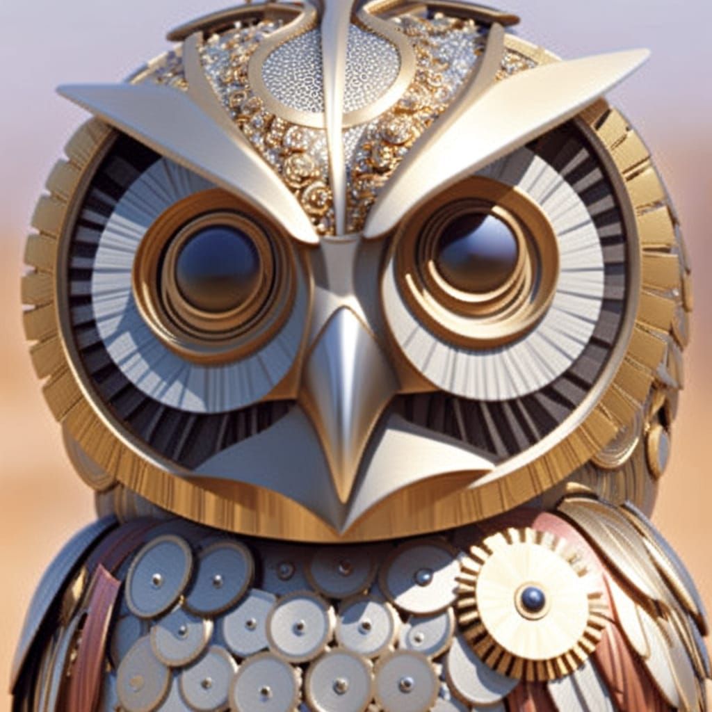 Hyperrealistic Clockwork Owl Concept Art