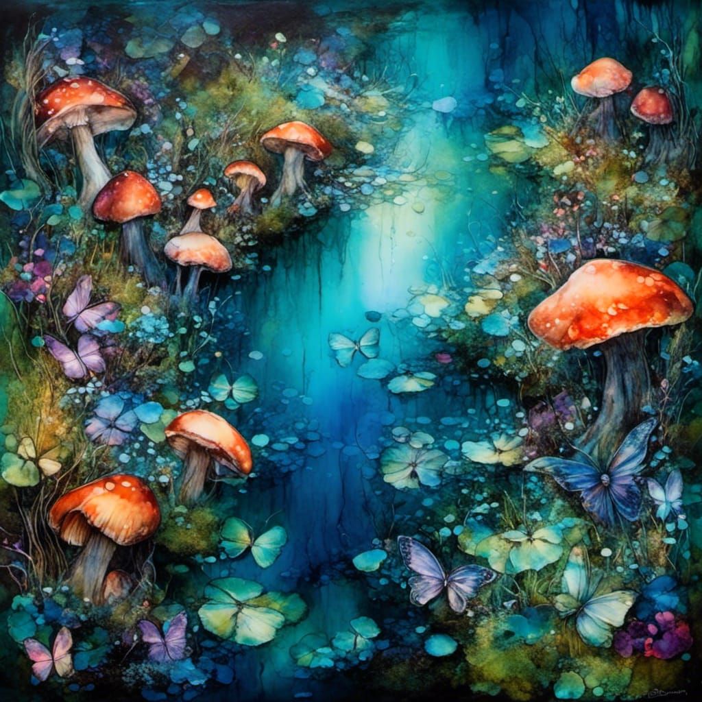 Floating Mushroom Pond: Fantasy Concept Art