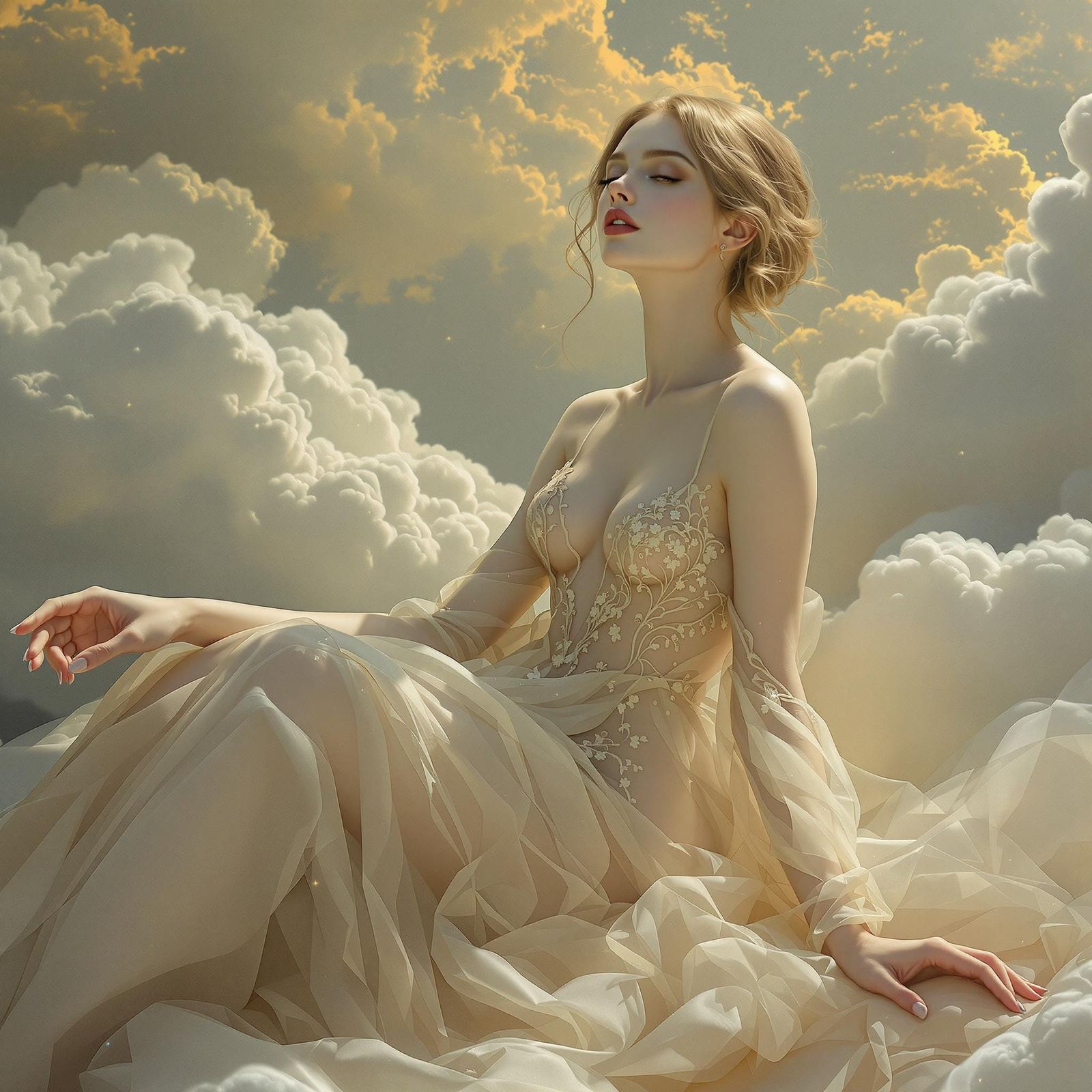 Ethereal Romance Woman in Golden Light