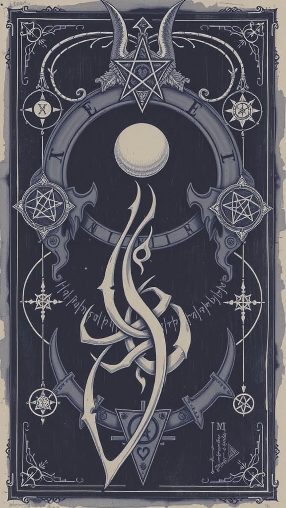 Mystical Sigil Ink Drawing in Giger Style