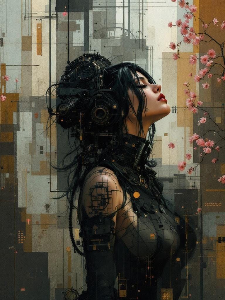 Abstract Pin-Up Fusion in Steampunk Style