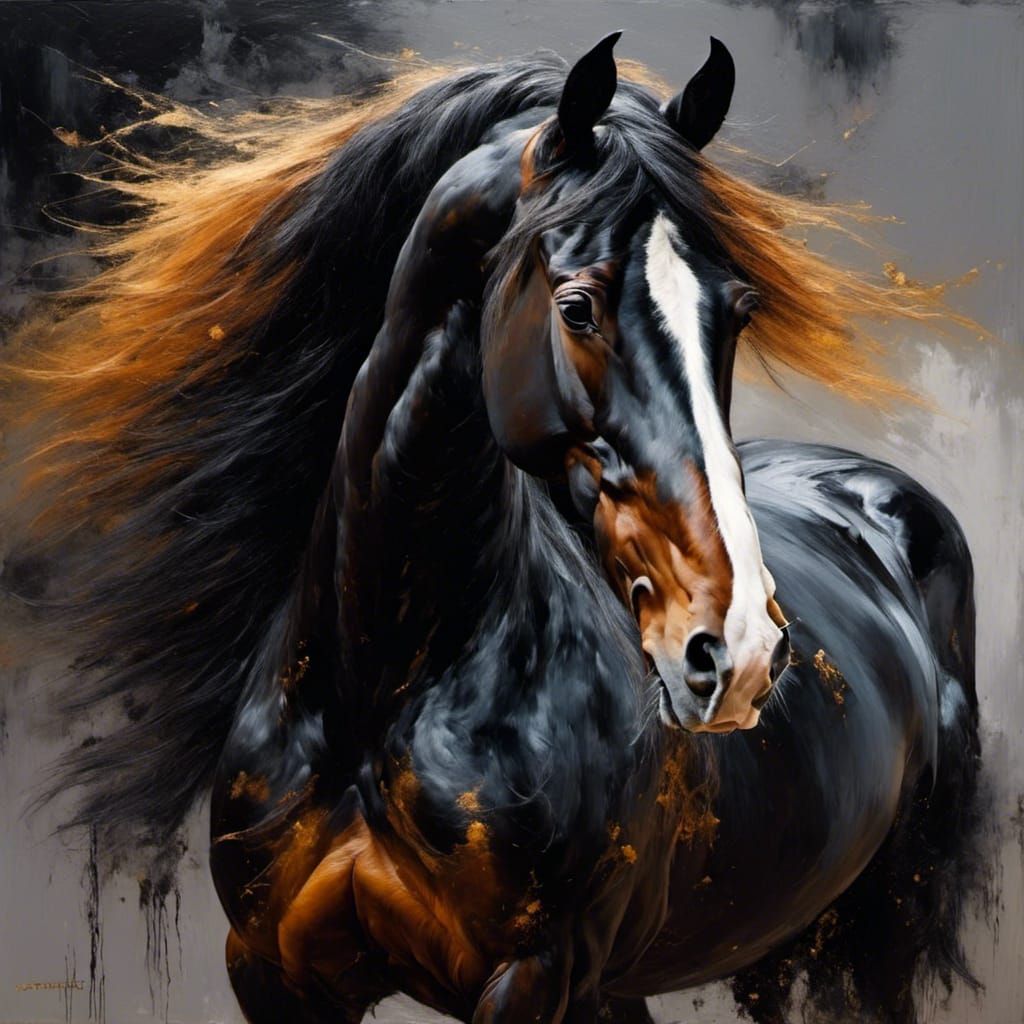 Beautiful black and ginger Clydesdale.