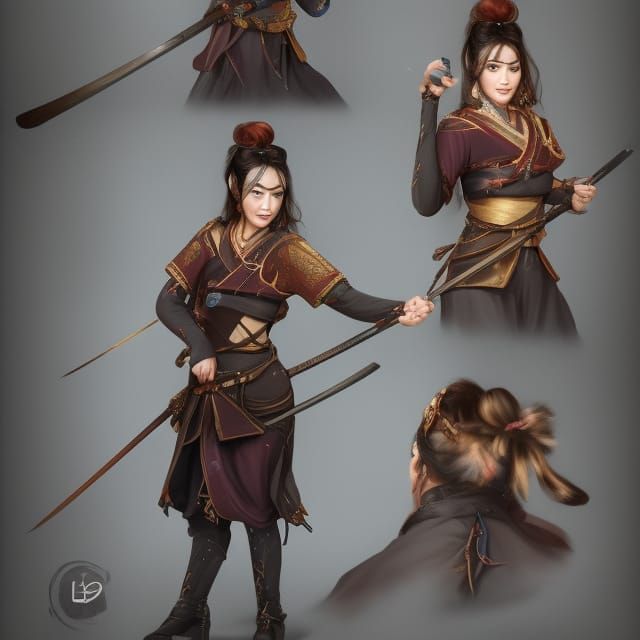 Fantasy Female Samurai Bard in 8k Resolution