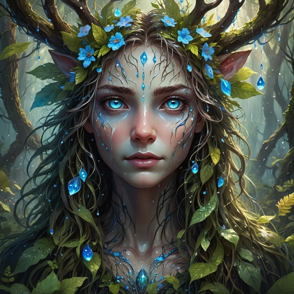 Enchanted Forest Creature Portrait in Dark Fantasy Style