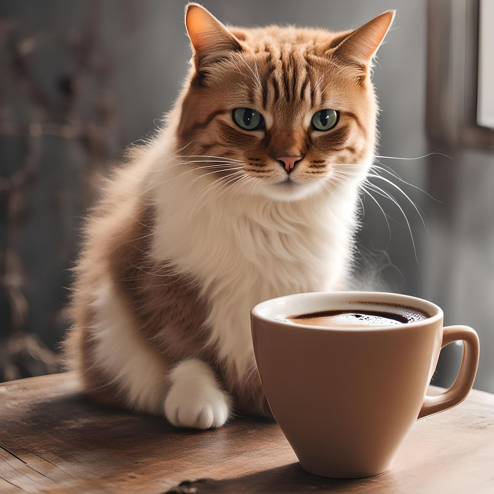 Coffee Cat Image Generated by AI