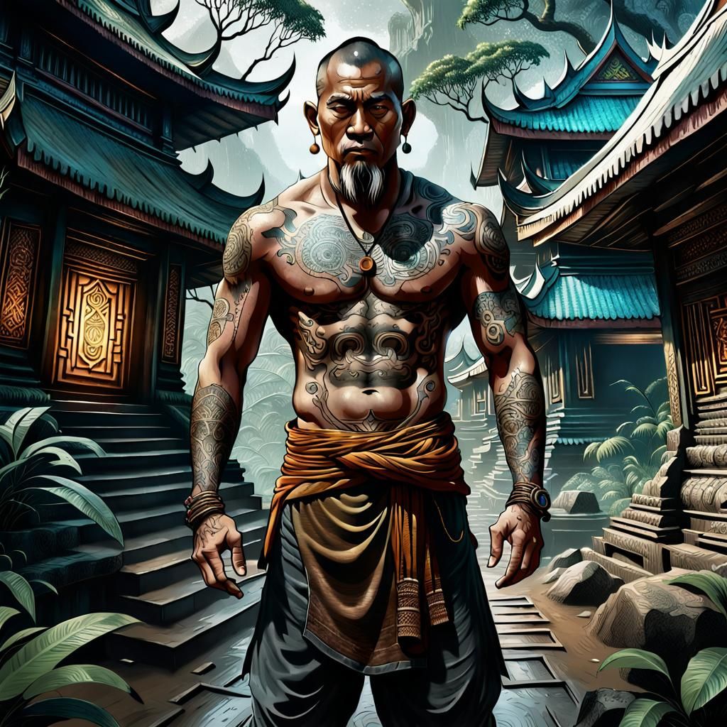 Mystical Sak Yant Tattoo in Jungle Setting