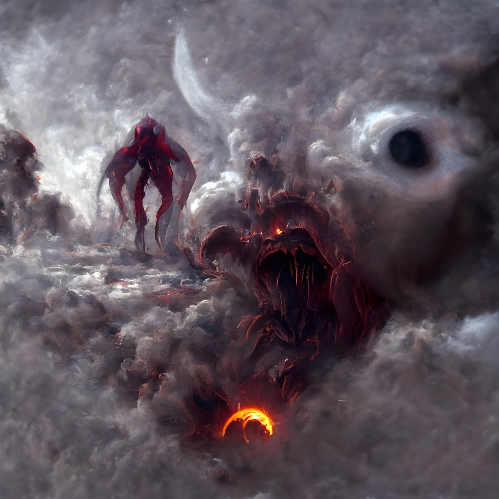 Demonic Emergence: A Horror Matte Painting
